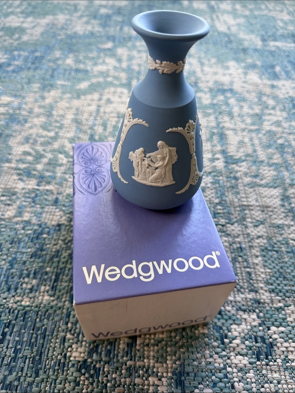 Wedgwood Blue and White Jasperware Miniature Vase